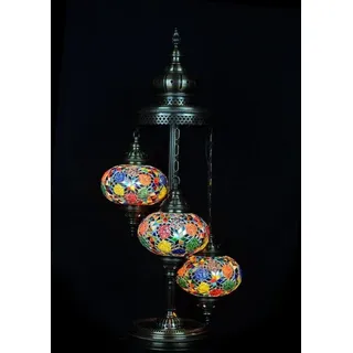 Türkische Mozaik-Vloerlampe - Marokkanische Lampe mit 3 bunten Glaskugeln - Orientalische Beleuchtung - Bunt