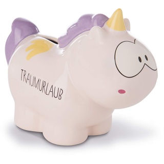 Nici 42514 Spardose Einhorn Cloud Dreamer Traumurlaub, rosa/violett, ca. 7,5 x 12 x 16,5 cm