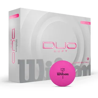 Wilson Duo Soft Golfbälle, Sanftes Spielgefühl und dynamische Energie, Geschwindigkeitssteigerung mit präzisem Flugdesign, Pink, 12er Pack