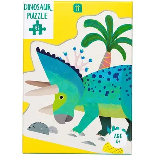 Talking Tables 62-teiliges blau-grünes Triceratops-förmiges Dinosaurier-Puzzle & Poster | Für Kinder, Kinder | Illustriert, Jurassic Dinosaurs Lover, Geburtstagsgeschenk
