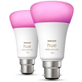 Philips Hue White & Colour Ambiance LED-Leuchtmittel, B22 Bajonettsockel, 1100 Lumen (entspricht 75 W) Funktioniert mit Alexa, Google Assistant und Apple Homekit, 2 Stück(1er Pack)