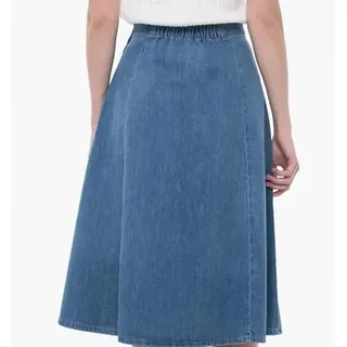 Tommy Hilfiger Damen Jeansrock Midi Flare Uma mit Gürtel, Blau (Uma), 40