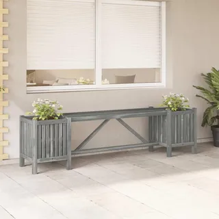 vidaXL Gartenbank mit 2 Pflanzkübeln 150 cm Massivholz Akazie Grau - Grau