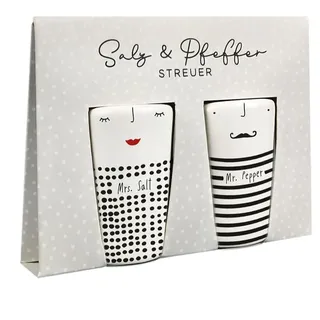 Grafik-Werkstatt Salz- und Pfefferstreuer Set Porzellan Weiß/Schwarz unbefüllt