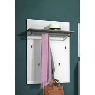 Dmora - Garderobe/Kleiderbügel Moroni, Kleiderhalter, Wand-Kleiderständer-Struktur, Wandgarderobe, Made in Italy, 80x25h115 cm, Glänzendes Weiß und Anthrazit