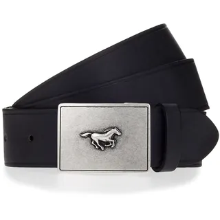 Koppelgürtel MUSTANG, Herren, Gr. 110, schwarz, Rindsleder, unifarben, Gürtel Koppelgürtel, Mit charakteristischer Koppelschließe, im Vintage-Look, 4 cm