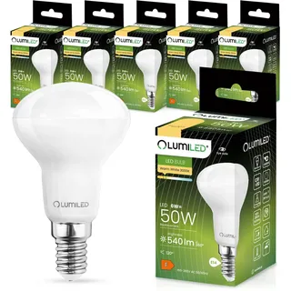 Lumiled LED Lampen E14 R50 6W ersetzt (50W Glühlampe) 6 Stück Set 540lm 3000K Warmweiß 120 Grad Abstrahlwinkel 230V Glühbirne Birne Leuchtmittel Reflektorlampe Reflektor Energiesparlampe