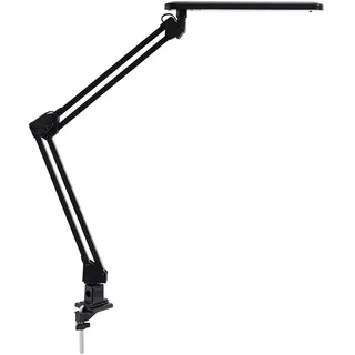 Alco-Albert - LED Schreibtischlampe mit Tischklemme 20 LEDs 7W schwarz | Flexible Klemmleuchte mit stufenlos verstellbarem Arm, für Schreibtisch, Werkbank und Regal