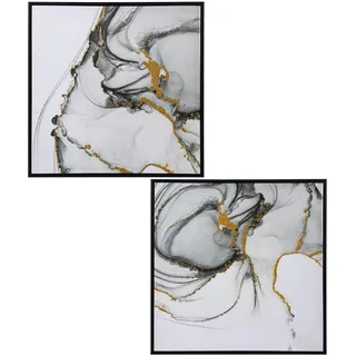 DRW Abstraktes Leinwandbild, mit Holzrahmen in verschiedenen Farben, 60 x 60 x 3,5 cm