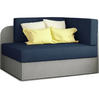 MOEBLO Kindersofa Raisa – 1-Sitzer Gästebett Sofa Sessel Jugendsofa Schlafsofa 1-Sitzer Gästebett mit Schlaffunktion und Bettkasten - Sofa Raisa R07 Hellgrau+Blau (Omega 86+Omega 02) - Blau
