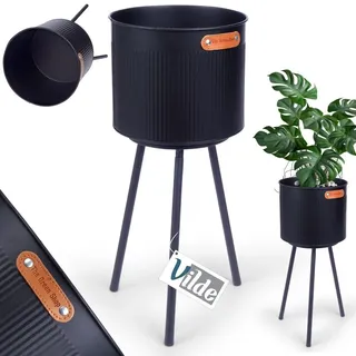 Vilde Übertopf Blumenübertopf auf Beinen Pflanzenständer aus Metall schwarz 20x45 cm
