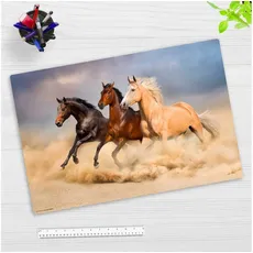 Bild Cover-your-desk Schreibtischunterlage für Kinder und Erwachsene Drei Pferde, aus hochwertigem Vinyl , 60 x 40 cm