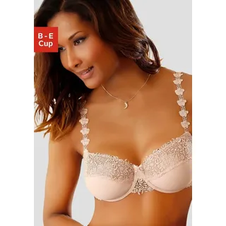 Nuance Bügel-BH mit schöner Stickereispitze am Obercup und den Trägern, Dessous, beige
