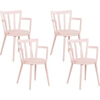 BELIANI Esszimmerstühle 4er Set Pastellrosa aus Kunststoff Stühle für Esszimmer Esstisch Modern Minimalistisch - Rosa