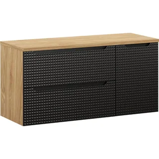 Badezimmerschrank 120 cm schwarz 3D Eichenplatte moderne Eleganz - Schwarz, Braun