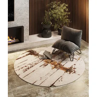 Teppich KARE DESIGN "Abstract Grey Line", beige, H:1mm Ø:200cm, Teppiche, Teppich, rechteckig oder rund