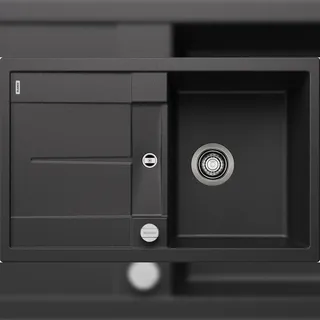Blanco Metra 45 S links Einbauspüle Silgranit anthrazit Drehknopfventil 780 x 500 mm