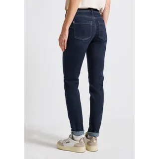 STREET ONE Damen, Gr. 34, Länge 28, deep indigo washed, Jeans, 93% Baumwolle, 5% Elastomultiester, 2% Elasthan, unifarben, lang, Jeans, Middle Waist