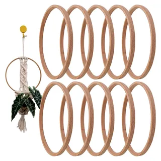 Traumfängerringe | Handgefertigte Wanddekoration | 10 Stück aus Holz, dekorativ, wiederverwendbar, für Kränze, Zuhause, Büro, Feiern, Hochzeiten - Rot