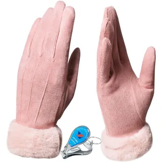 KXF Warme Winterhandschuhe, für Damen, superweich, Touchscreen-Handschuhe, dickes Fleece, gefüttert, für kaltes Wetter, winddicht, Outdoor-Sport, Handwärmer, Radfahren, Laufen