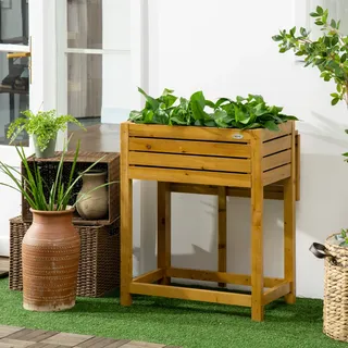 Outsunny Hochbeet Pflanzkasten 64 x 63 x 22 cm Braun