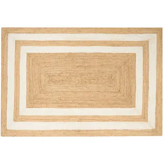 BELIANI Teppich Beige Jute Rechteckig 200x300 cm Geometriches Muster Handgemacht Boho Modern Kurzhaar für Fußbodenheizung Wohnzimmer Ausstattung - Beige