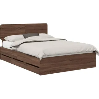 vidaXL Bettrahmen Braun Eichen-Optik 140 x 200 cm Holzwerkstoff - Braun