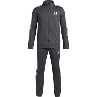 Under Armour Jungen Icon Knit Tracksuit, superweicher Jogginganzug, bequemer Trainingsanzug aus schweißableitenden Materialien,Castlerock/Halo Gray/White,YLG