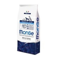 12kg Medium Puppy Junior Monge Natural Superpremium Hrană uscată câini