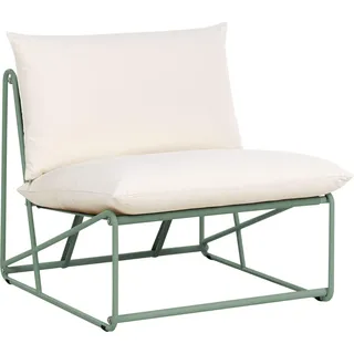 BELIANI Gartensessel Grün Metall ohne Armlehnen mit Kissen Niedrig Extra Breite Sitzfläche Modernes Design Outdoor Indoor Garten Terrasse - Grün, Beige