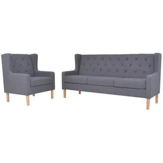 vidaXL 2 tlg. Sofa Set Stoff Grau - Sofagarnitur - Sofagarnituren - Sofa Modern - Couch Modern - Grau