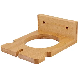 SAUNNIHEN Bambus Fönhalter Ohne Bohren, Haartrocknerhalter Wand | Föhn Halterung mit Kabelhalter Für Schlafzimmer, Badezimmer und Wohnzimmer, Selbstklebend oder zum Aufbohren