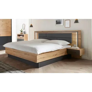 Rauch "Bett Doppelbett Komortbett BILBAO-EXTRA" Set, Liegefläche 160x200 oder 180x200 cm, 3 tlg. tlg. Polster-Kopfteil in Lederoptik basalt, mit Beleuchtung, in Germany