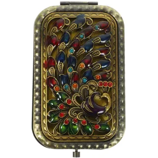 FRCOLOR Kompakter Kosmetikspiegel Vintage Doppelseitiger Kosmetikspiegel Antiker Klappbarer Taschenspiegel Kosmetischer Spiegel für Geldbörse für Frauenhandtasche