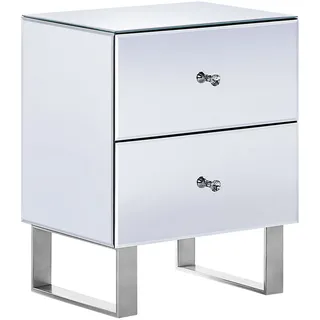 Beliani Nachtschrank Spiegeleffekt 48 x 35 x 60 cm Silber