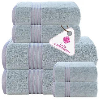 Casa Copenhagen Zero Twist, 6-teiliges Handtuchset aus 100% Baumwolle- Staubiges Lavendel, 600 g/m2, 2Bade, 2Hand und 2Waschlappen aus ägyptischer Baumwolle, ultraweiche Luxushandtücher für Badezimmer