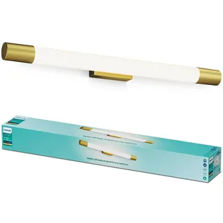 Philips Rover LED Spiegelleuchte rund, ideal geeignet für das Badezimmer, 10W, 1500 lm, 2700K, Messing, IP44, wasserfest