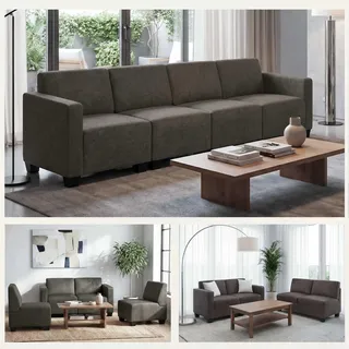 Mendler Modular 4-Sitzer Sofa Couch Lyon, Stoff/Textil ~ braun
