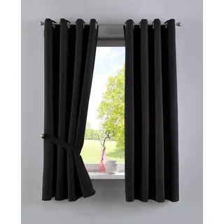 Gardinenbox Vorhänge Blickdicht »Newyork« Schwarz HxB 160x140 cm 2er-Pack Thermo-Gardinen Verdunkelungsvorhang Blackout Ösen schalldämmend ÖKOTEX UV-Schutz Raffhalter, 201920600-2
