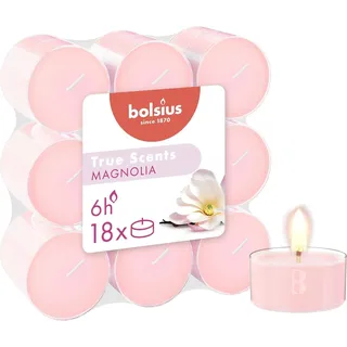 Bolsius - Duftteelichter - Magnolie - rosa - 108 Stück - transparente Hülle - Natürliche Extrakte – Enthält Veganes Wachs – Ohne Palmöl
