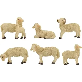 FADEDA 6X Schafe mit Widder und Lamm/Höhe:5 cm/handbemalt/detailgetreue Krippen Figuren - Weihnachten Tisch Dekoration Krippe Zubehör