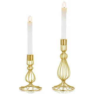 Sziqiqi Gold Kerzenhalter Kerzenständer Metall, Geometrische Kerzenleuchter Kerzenhaltern für Kegelkerzen Moderne Tischdeko Mittelstück für Hochzeit Weihnachten Wohnzimmer Party Esstische