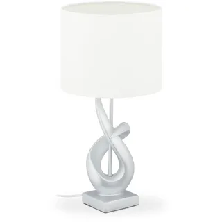Relaxdays Tischlampe Silber/Weiß
