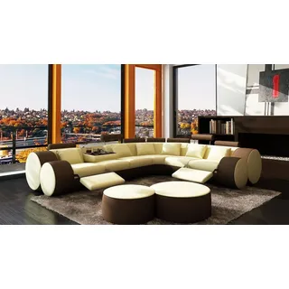 Ecksofa Sofa Leder Couch - Designer Couchgarnitur Sitz Polster Wohnlandschaft L - Braun
