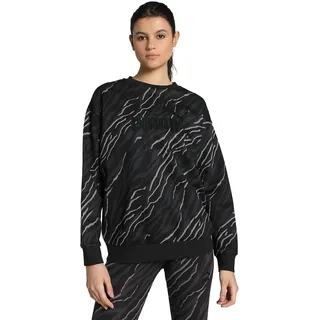Puma Essentials+ Animal Print Fleece Crew Sweatshirt Damen 01 black S