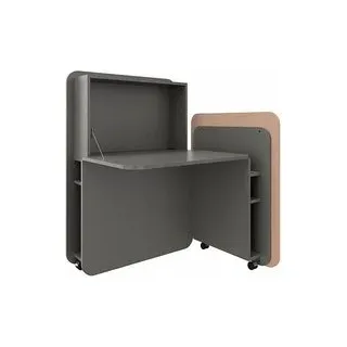 fm FLATup  Sekretär basalt/ sandfarben rechteckig, schwarz 107,0 x 41,5 - 91,0 cm