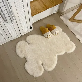 zhxinashu Teppich Beige, Flauschiger Teppich Schlafzimmer, Hochflor Teppich, Teppich Wohnzimmer, Bär Schaffell Teppich,Teppic Bärenform,Teppich Vintage für Kinderzimmer Sofa Boden(Beige)