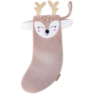 Papierdrachen Weihnachtsstrumpf Reh- Socke aus Samt - zum Befüllen - zum Aufhängen an Kamin Treppe - Geschenksack - 15 x 40 cm - Weihnachten 2025
