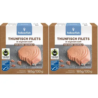 followfish MSC Thunfisch Filets im eigenen Saft, 185 g (Packung mit 2)