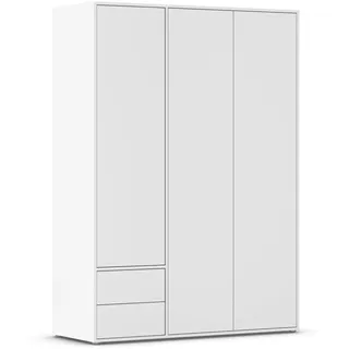 Rauch Möbel Nabila, Drehtürenschrank, Kleiderschrank, Kleiderschrank weiß, Kleiderschränke, Garderobe, 3-türig, 2 Schubkästen, Push-to-Open, Farbe Alpinweiß, 140x194x53cm